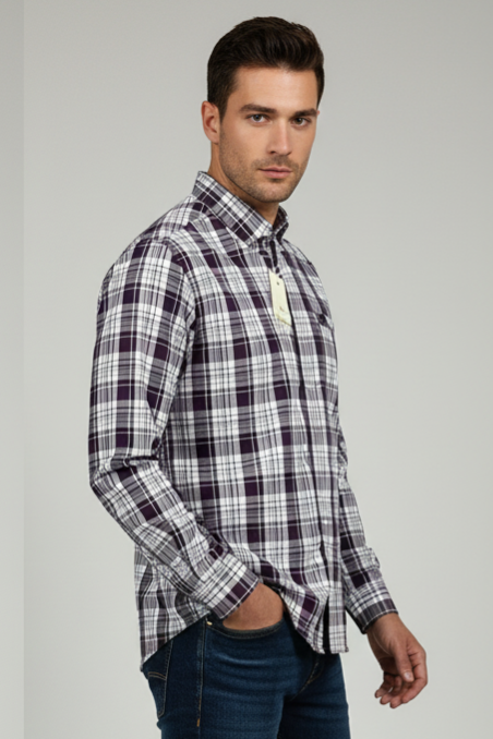 KENTO CLUB Premium Plaid Casual Check Shirt | Tailored Fit Flannel Style w/ Button-Down Collar